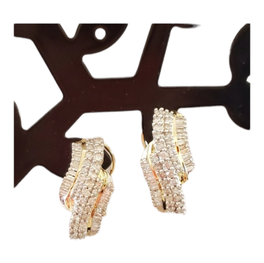 10k Two Tone Gold Diamond Earring
